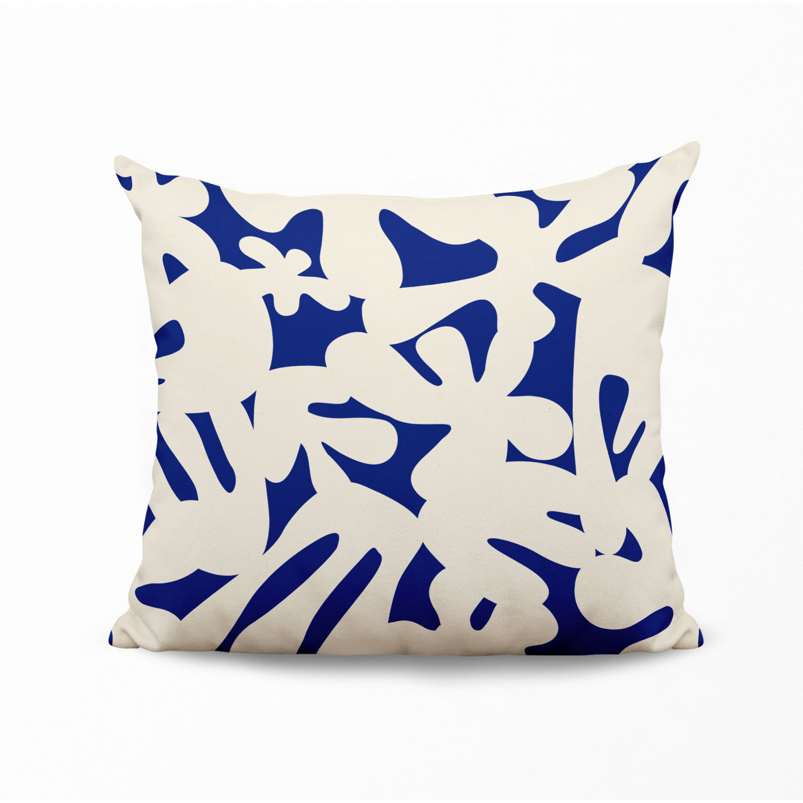 Lara Indoor/Outdoor Throw Pillow, 15" x 15", Navy Blue/Off White