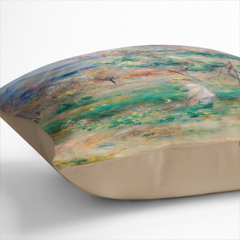 Girl In A Landscape Square Throw Cushion, 55cm H x 55cm W x 20cm D, Stone