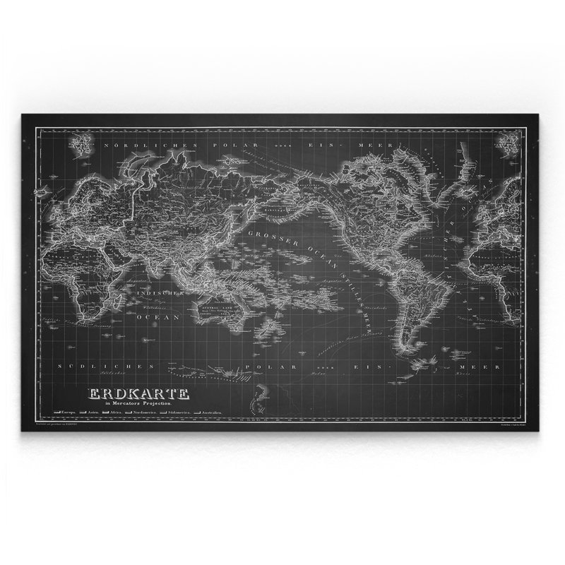 « rétro carte du monde iv », impression, H 24 po x l 36 po x P 1,5 po, Toile tendue