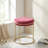  Lancaster Round Ottoman In Pink Velvet And Brushed Gold Base-330131403