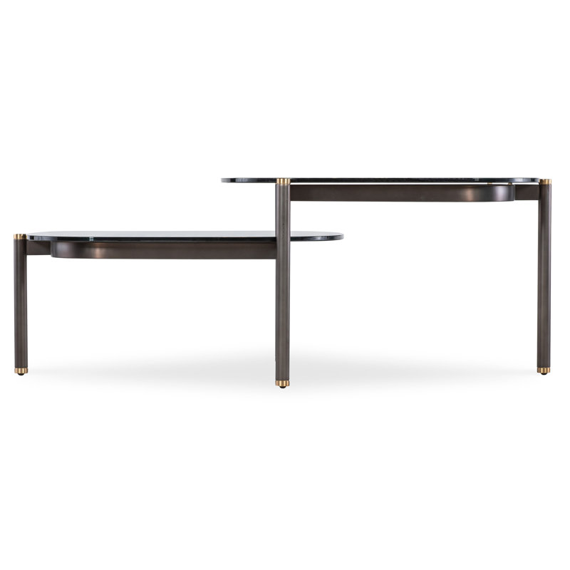 Grayson Smoked Glass and Wood Rectangular Coffee Table