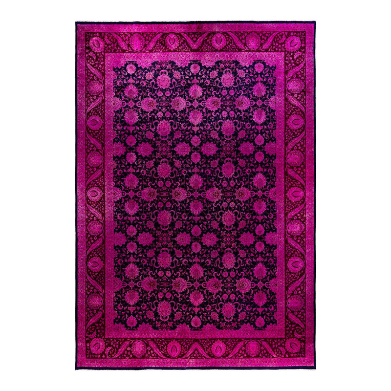Tapis unique noué à la main marine fine 10 pi 3 po x 14 pi 1 po Fine Vibrance