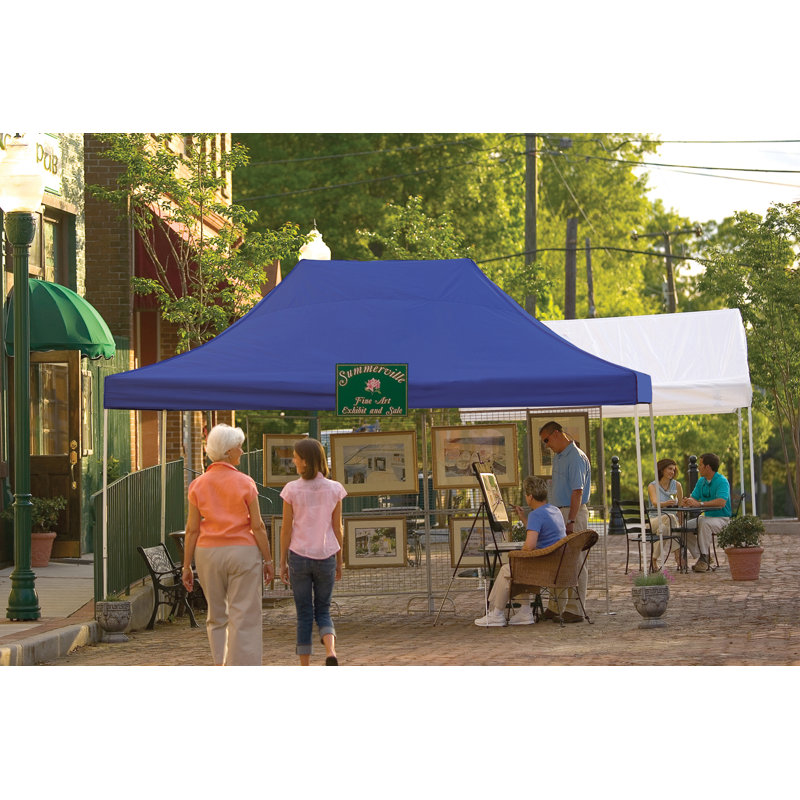 10 Ft. W x 15 Ft. D Steel Pop-Up Canopy, Blue