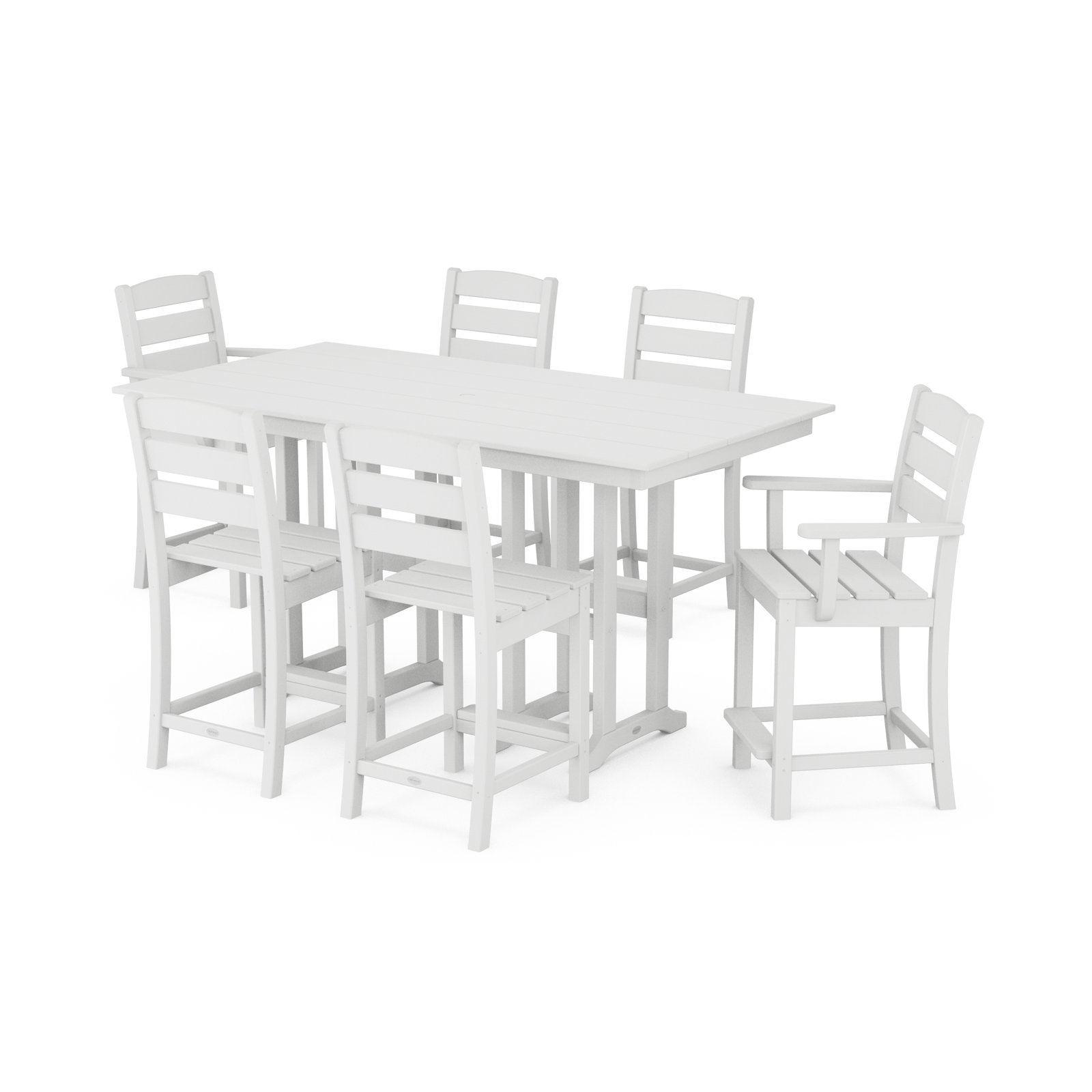 POLYWOOD® Lakeside 72" Patio Dining Set, White
