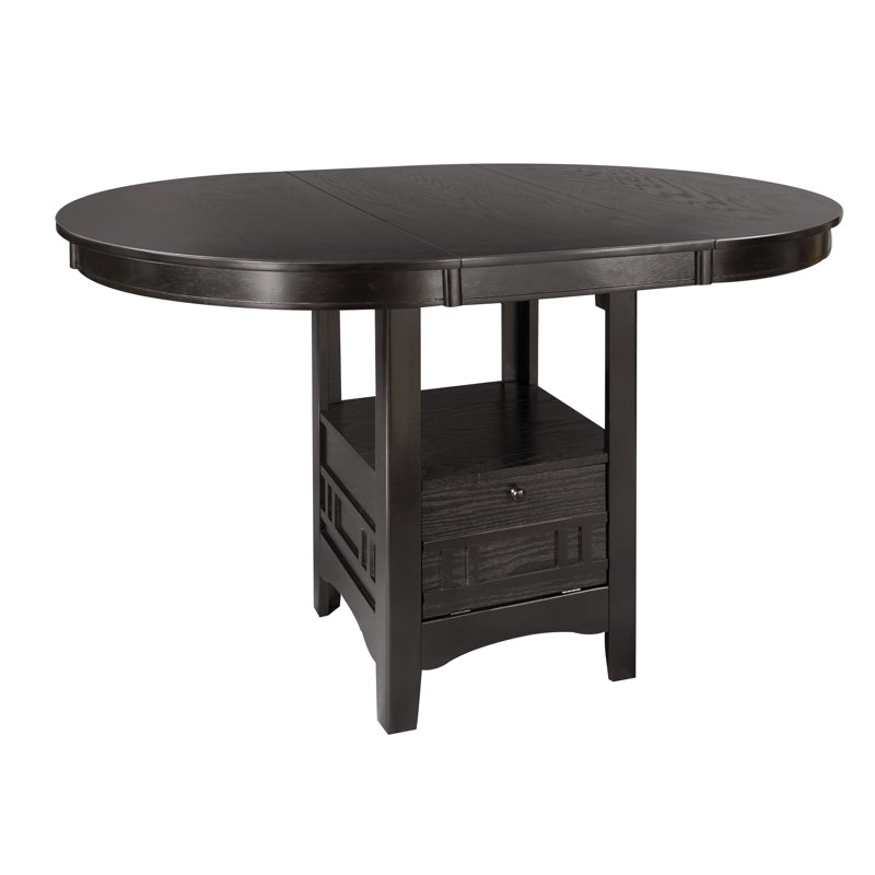 Table de salle à manger à hauteur de comptoir 1Pc avec rallonge et base de rangement, Cerisier