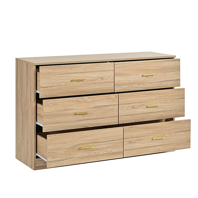 Nergizli 47.24'' W 6 - Drawer Dresser, Natural