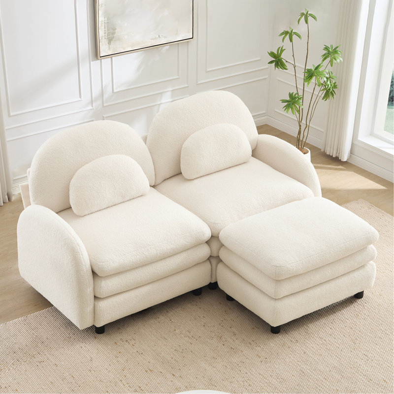 Canapé-lit Teddy, Beige White Teddy, 68.5" W