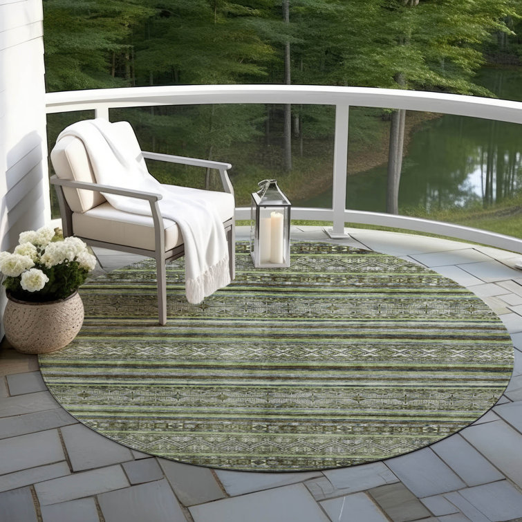 Machine Washable Indoor/Outdoor Claudian ACN1644 Olive Rug