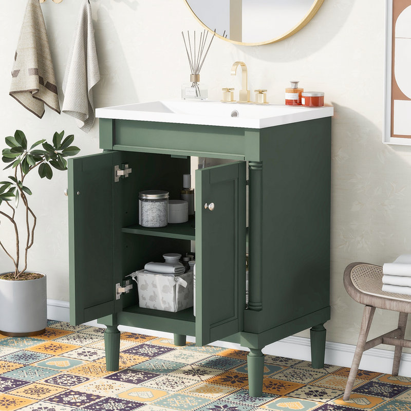 Meuble-lavabo simple 24,09 po avec plateau en résine, Vert