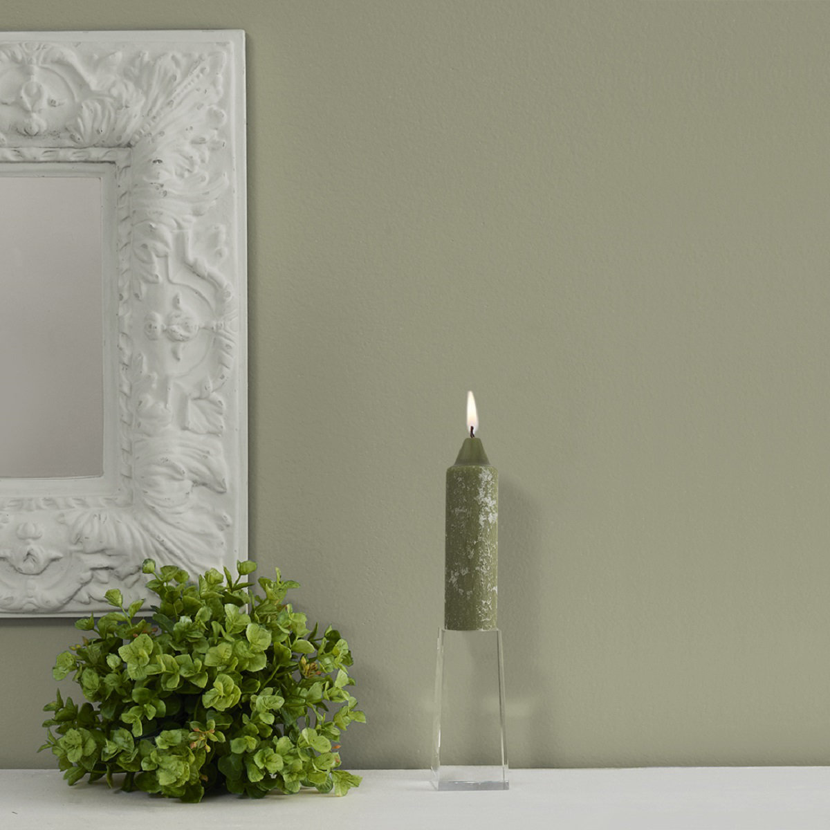 Unscented Taper Candle, Dark Olive