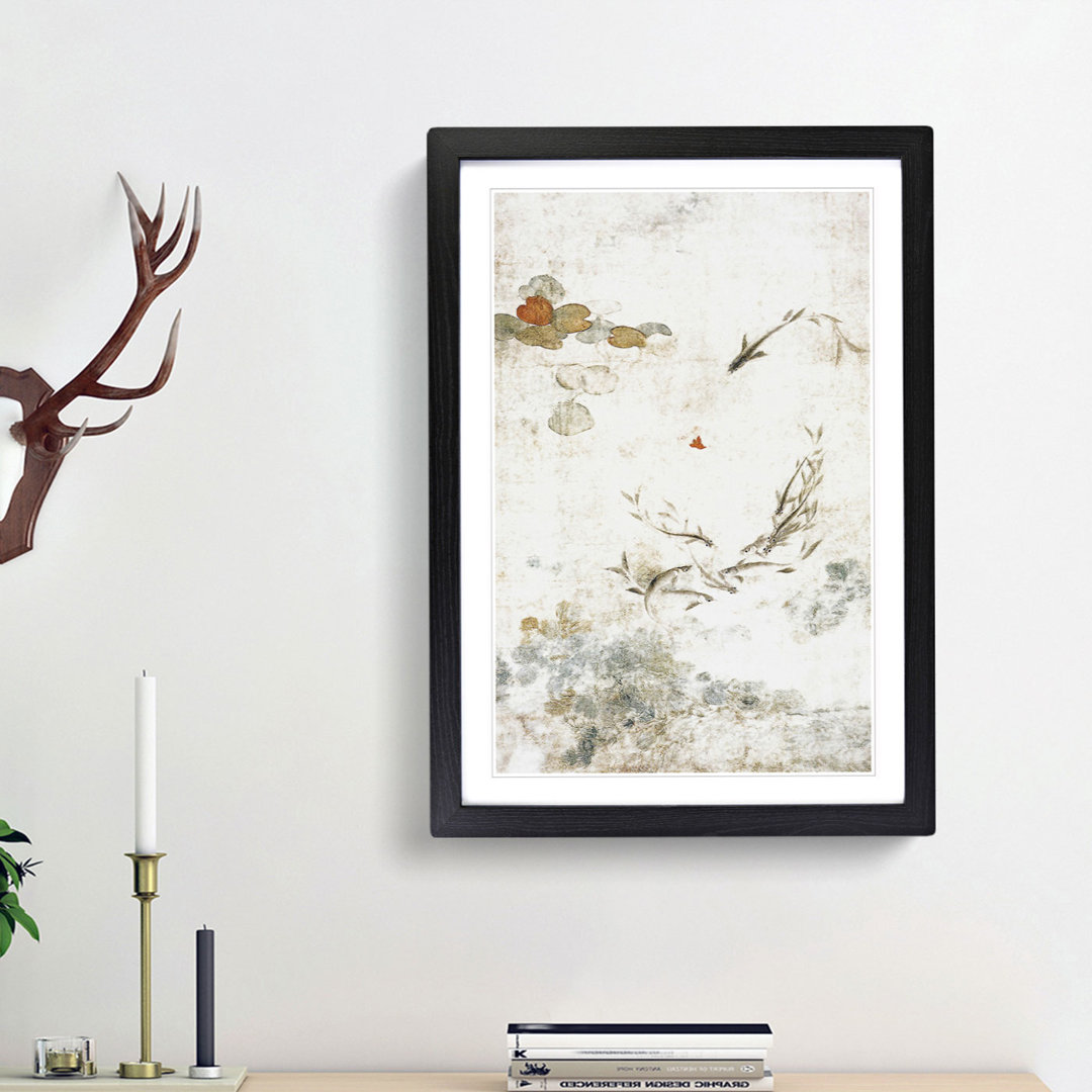 Swimming Fish in a Pond by Yun Shouping - Framed Print
