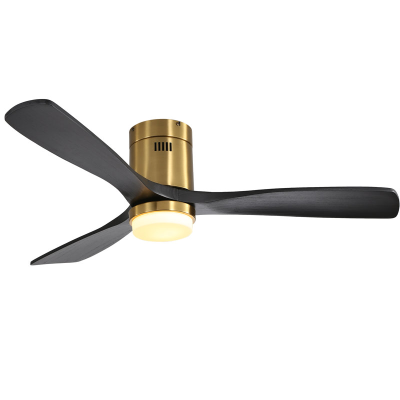 Nicola 52'' Solid Wood 3-blade Modern Led Ceiling Fan With Remote Control And Light Kit Smart App Remote Control