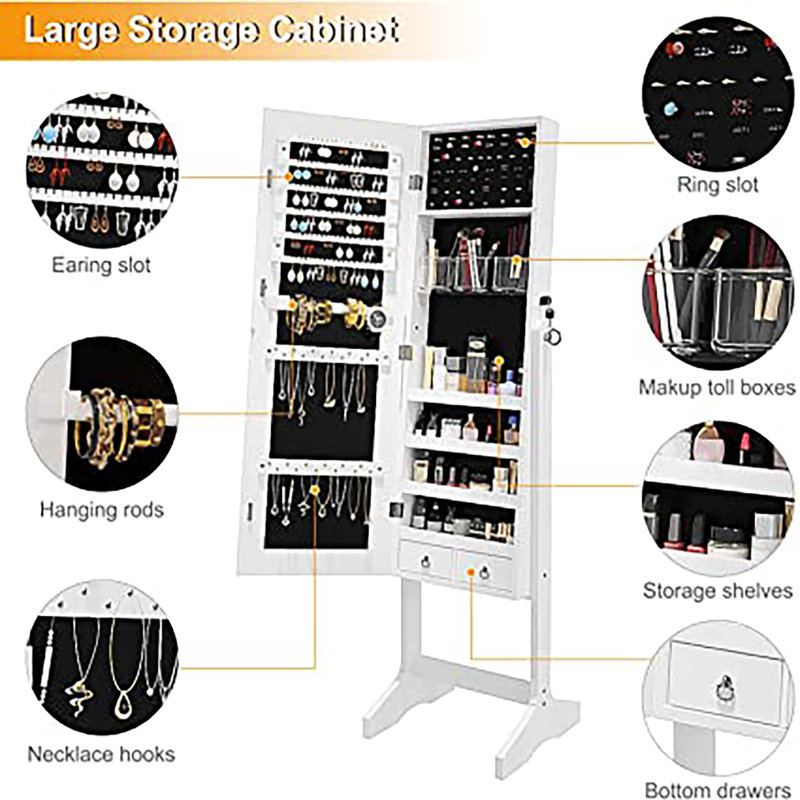 Garri Freestanding Solid Wood Jewelry Armoire
