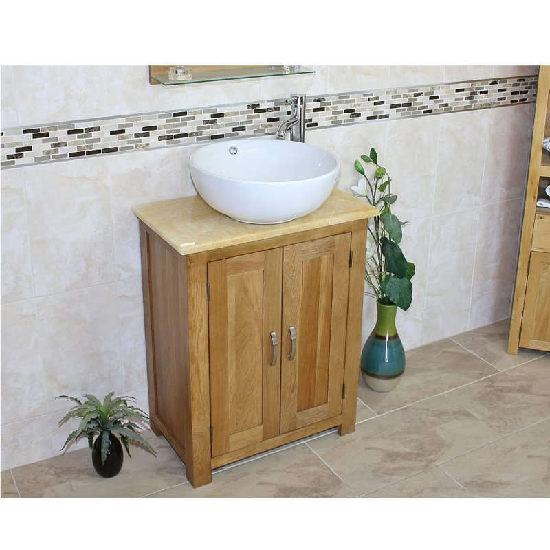 Cournoyer 650mm Single Bathroom Vanity with Vessel Ceramic Basin, Golden Onyx