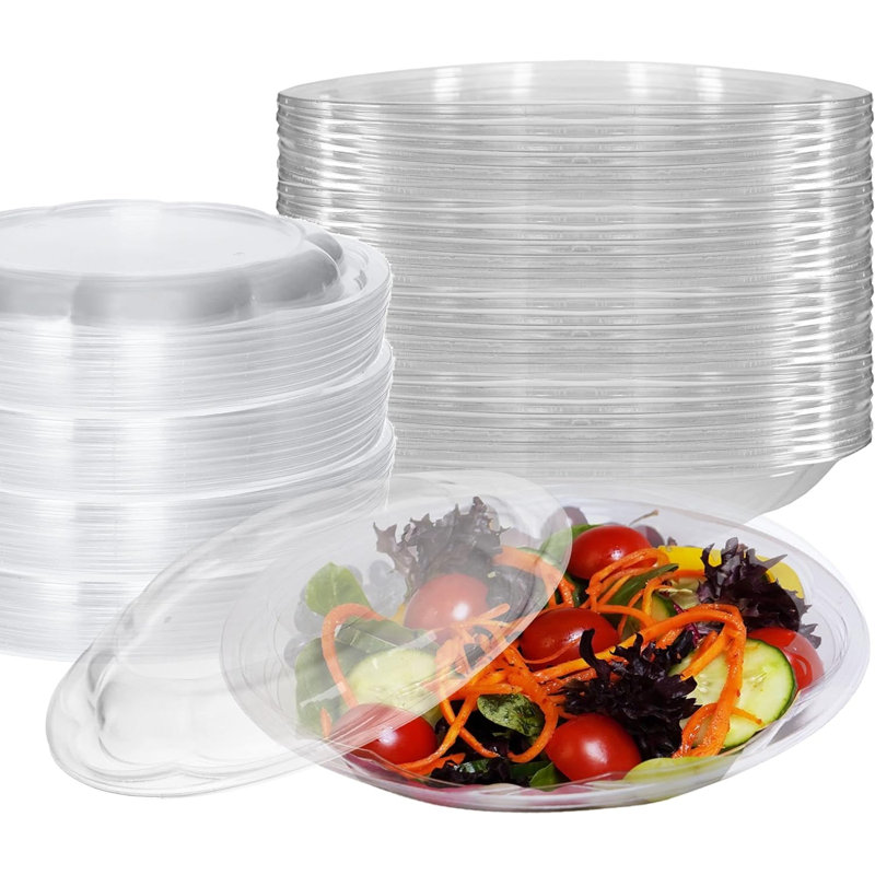  64Oz Clear Salad Bowls With Lids And Fork - For Lunch, Salads, Fruits, And Meal Prep (100)