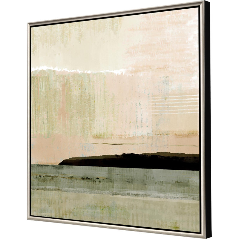 HomeRoots " Blush Horizon I Silver Floater Frame Print Wall Art "