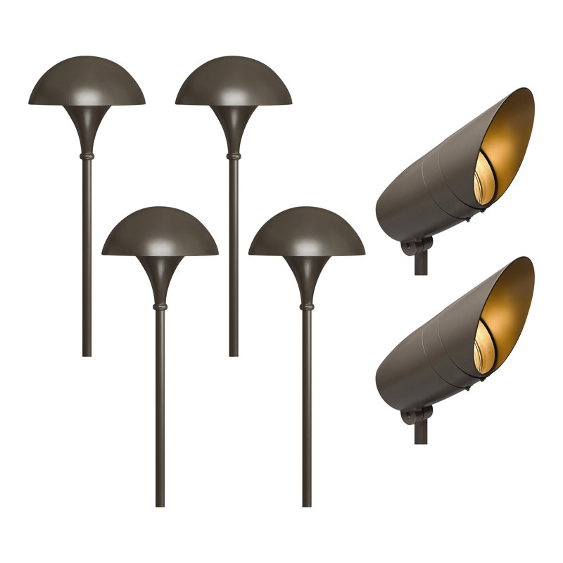 Mushroom Bronze Hardwired Configurable Landscape Lighting Kit