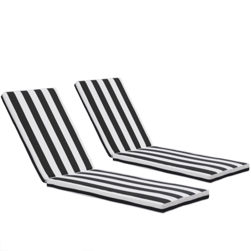 Ensemble de 2 coussins de chaise longue d'extérieur, L 22,05 po x P 42,9 po, Rayures blanc / noir