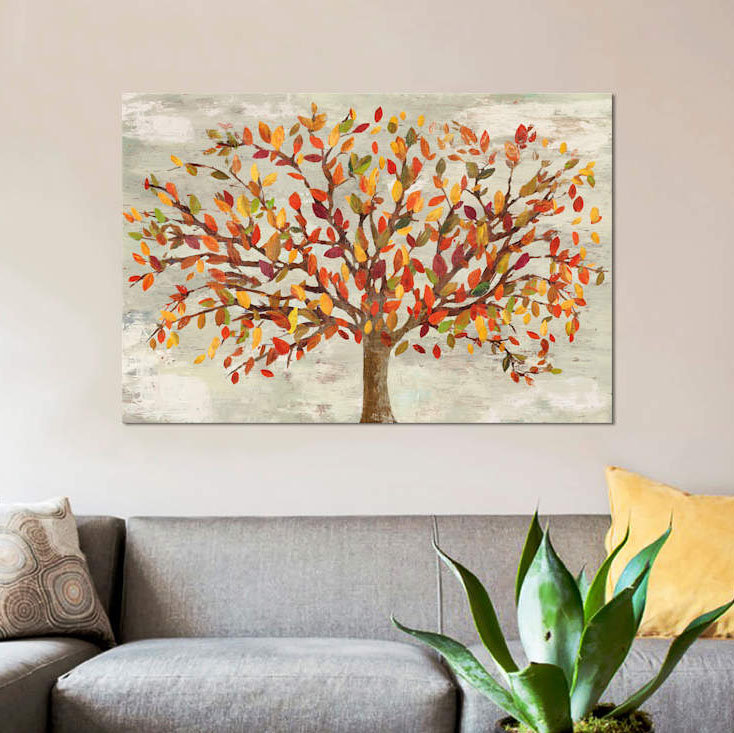 «Fall Foliage», reproduction sur toile, H 40 po x l 60 po x P 1,5 po, Papier beaux-arts encadré noir, Pas de tapis