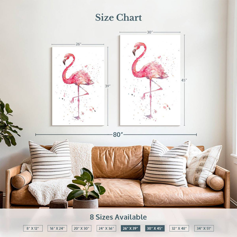 Brampt A Flamingo's Fancy, H 39 po x l 26 po