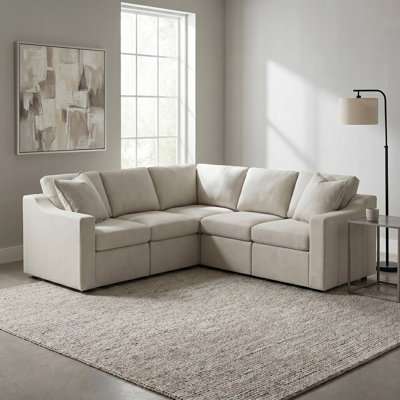 Lockheart 5PC L Shaped Slope Arm Modular Upholstered Corner Sectional 