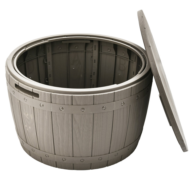 33 Gallon Round Deck Box, Light Brown