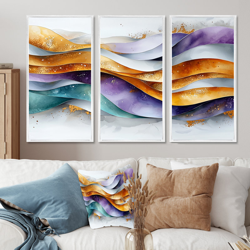 Lavande abstraite et motifs voilés d'hiver II, H 40 po x l 60 po, Impression encadrée sans passe-partout, Blanc