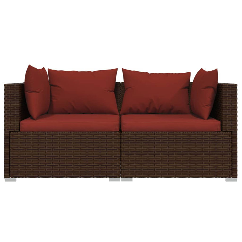 Virigina 55.1" Wide Rectangle Patio Sofa with Cushions, Cinnamon Red, Brown