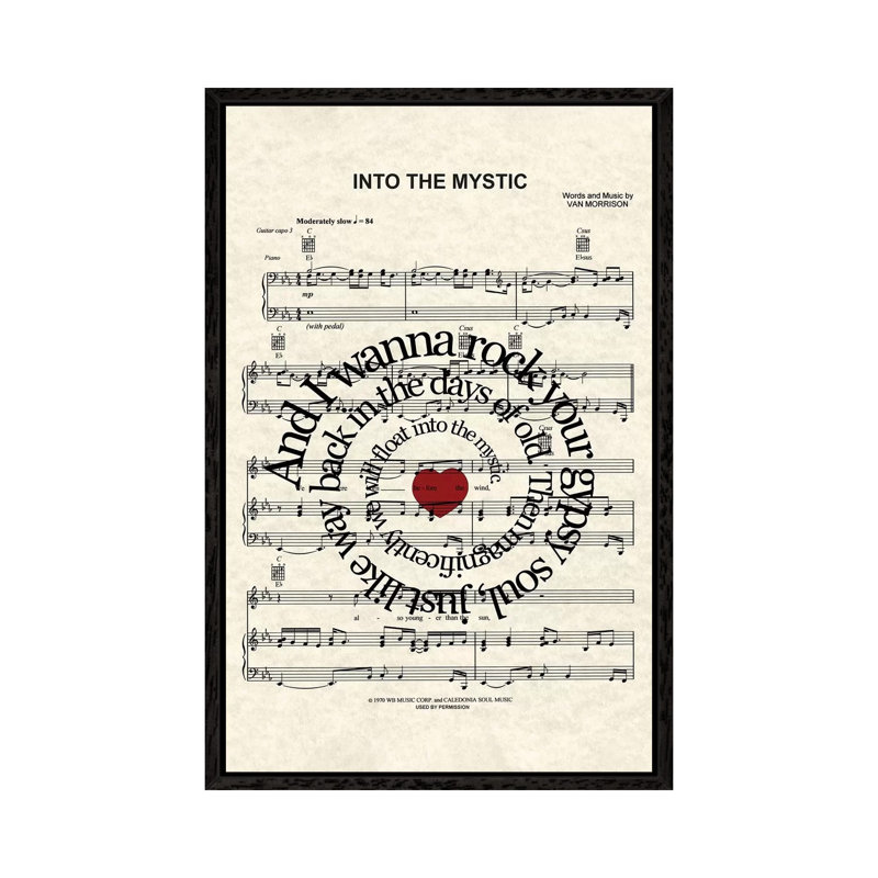 Into The Mystic - Red Heart - Print on Canvas, 101.6 cm H x 66.04 cm W, Black Framed