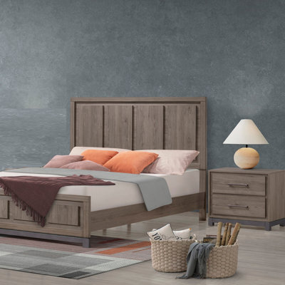 1pc Contemporary Panel Bed Sleek Minimalist Design