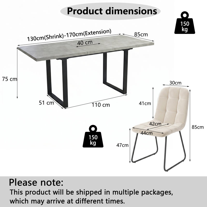 6 -Person Extendable Dining Set, White