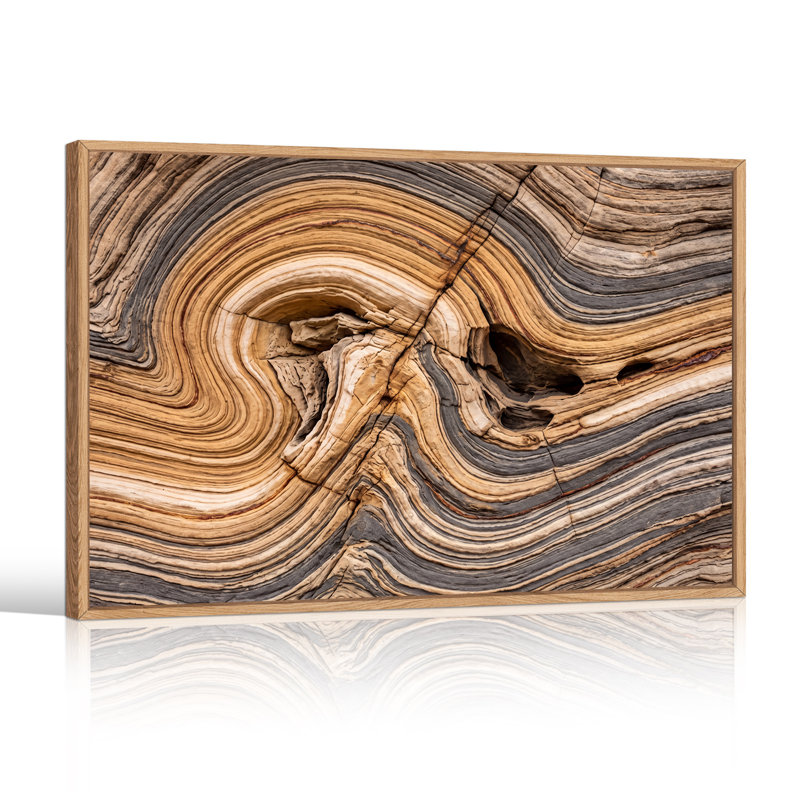 «Swirling Brown and Gray Rock Layers», art mural, H 18 po x l 24 po