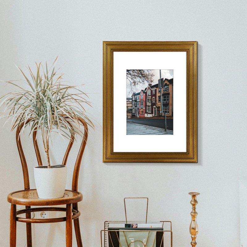 9x12 Picture Frame with Mat for 6x8 Photos, Dark Gold Brown/Bronze