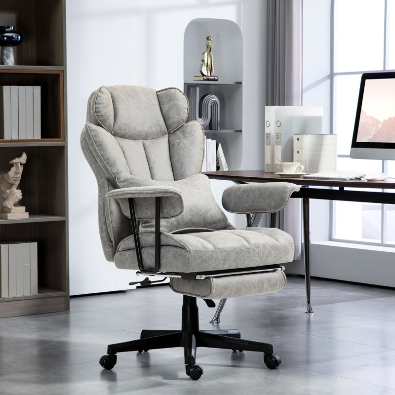 Office Chair, Gray Color. 400Lbs Capacity. Lumbar Support And Foot Rest. Reclining Function 360 Swivel. Ergonomic Adjustable Chair Big Tall By , 400Lbs, Gray, Rest, Microfiber, Support, Reclining,
