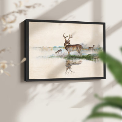 Misty Deer -Framed Print - Restickable