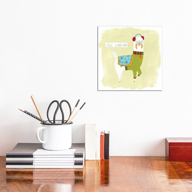 Fa-La-La-La Llama III 1 Piece Wrapped Canvas Painting, 30.48 cm H x 30.48 cm W