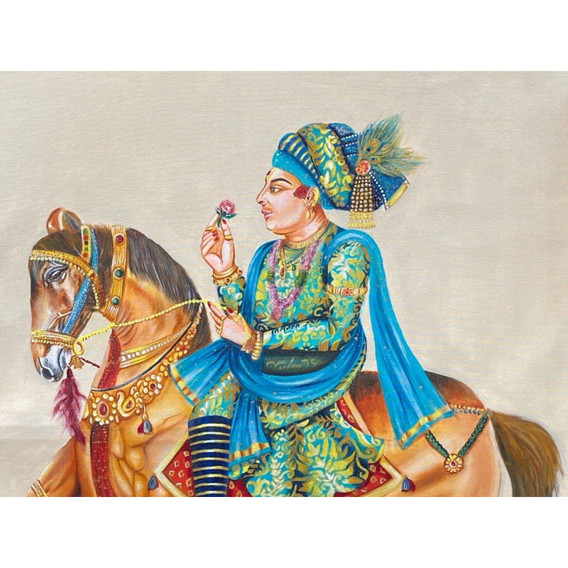 Manki Ghodi avec Swaminarayan Bhagawan | Peinture à l'huile par Asha Gami | Huile sur toile