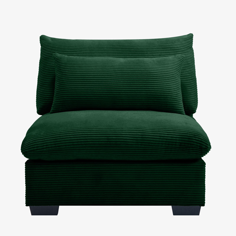 Fauteuil en velours côtelé, Velours côtelé vert