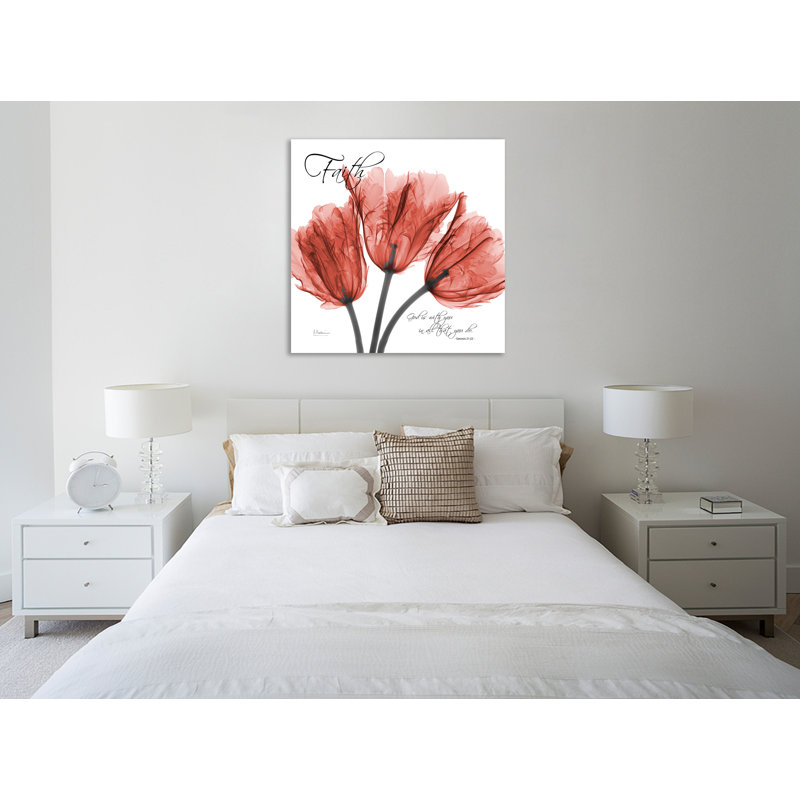 «Tulips Laugh», toile tendue par Albert Koetsier, H 18 po x l 18 po x P 1,5 po