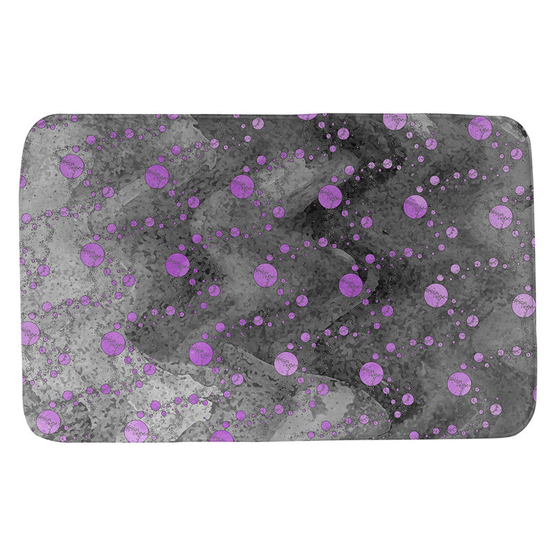 Tapis de salle de bain planet stars, l 21 po x L 34 po, Violet / noir