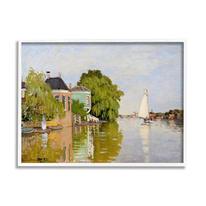 Ville ville au bord de l'eau, H 24 po x l 30 po x P 1,5 po, Giclée encadrée blanc bord de mer