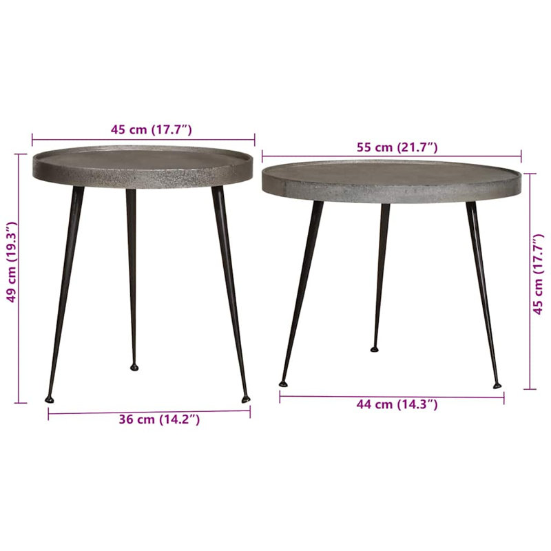 Coffee Table 2 Pcs Engineered Wood, Silver Black