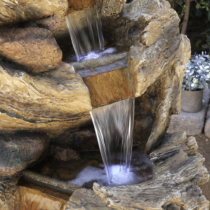 Ricka Weather Resistant Floor Fountain with Light, 47" H x 19" W x 27" D