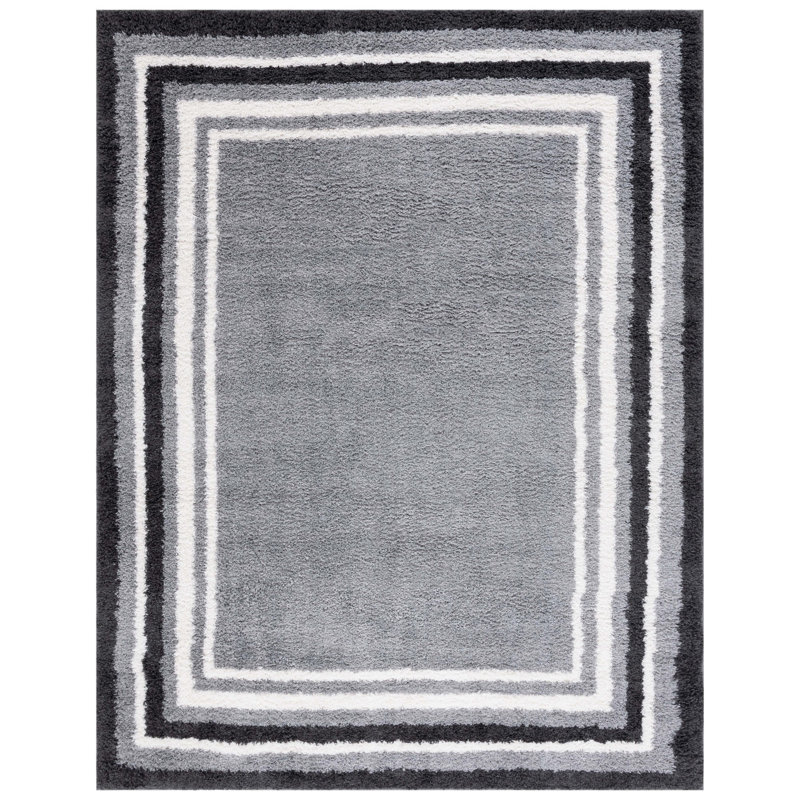 Maudeen Border & Stripe Shag 200 Performance Striped Rug, Rectangle 9' x 12'