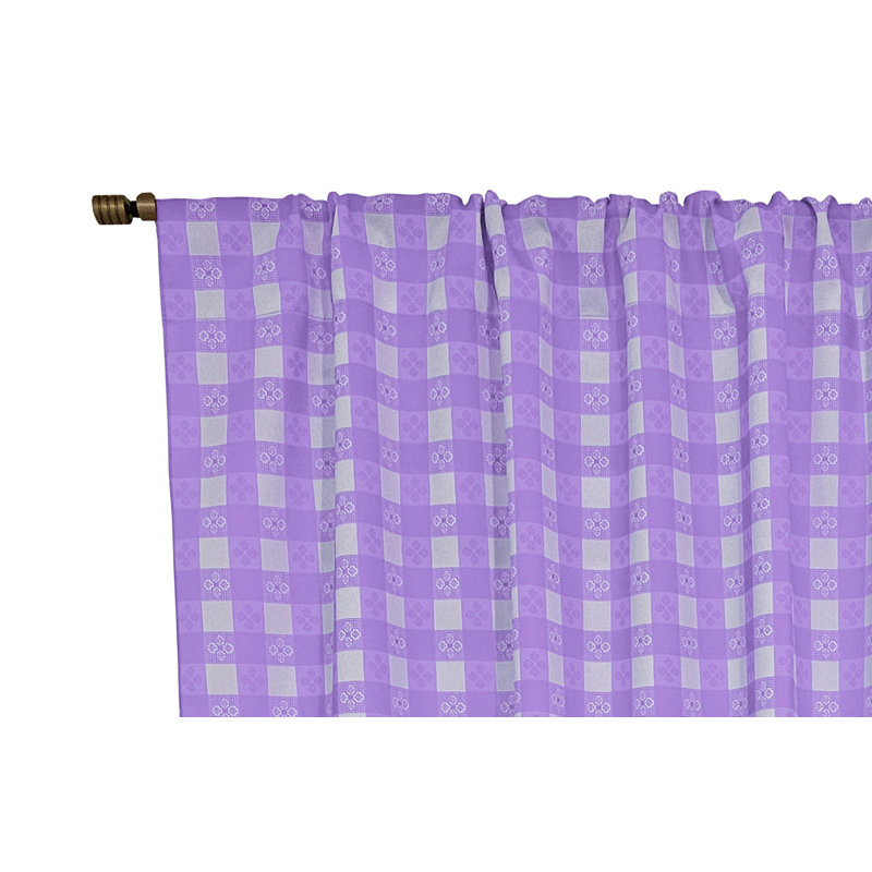 Poplin Tavern Gingham Check Print Polyester Window Curtain 58 Inch Wide, 58" W x 48" L, Lavender