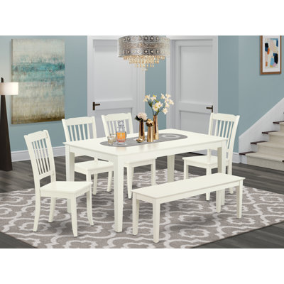 Krier 6 - Piece Rubberwood Solid Wood Dining Set