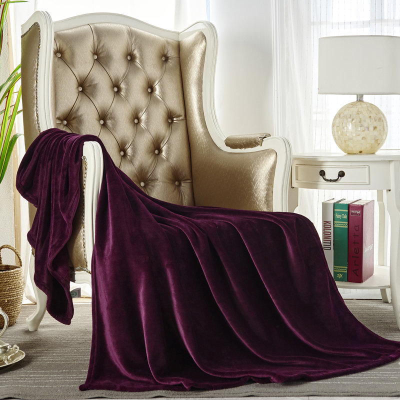 Jeté en molleton doux et chaud, Mauve, Jeté