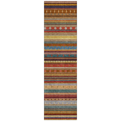 Machine Washable Indoor/Outdoor Husby ACN2218 Striped Rug