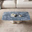 Table basse 51 po en faux marbre bleu, table basse rectangulaire avec base en acier inoxydable