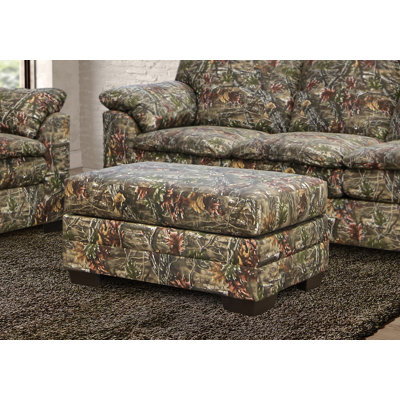 Union Rustic Model Rectangular Upholstered Ottoman in Superflauge Camo Fabric